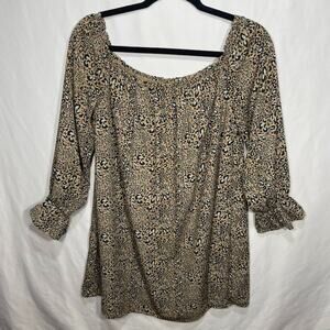 Day Trip Buckle L Womens Animal Print Off Shoulder Mini Dress Tunic Top Mob Wife